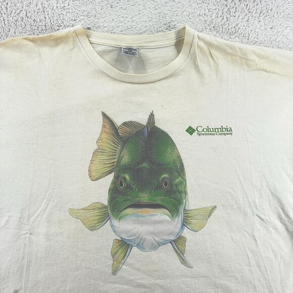 VTG Columbia Shirt Mens 2XL BOXY Fish Head and Tails USA Fishing 90s - Picture 1 of 11